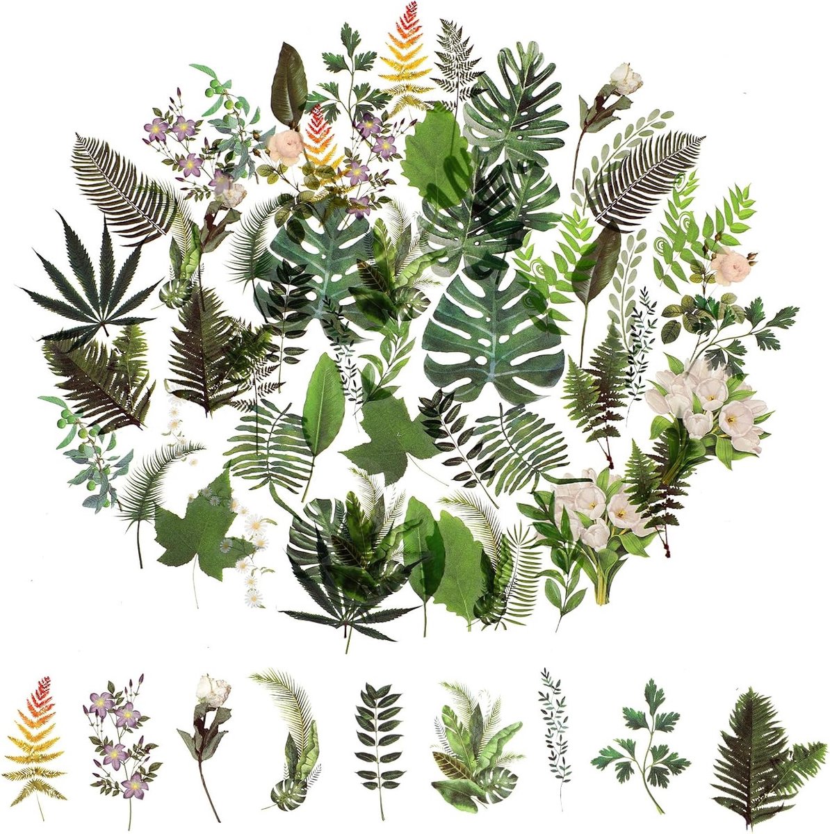 120 Stuks Waterdichte Bloem Stickers - Transparante Vintage Kleurige Stickers voor Scrapbook, Foto-album en Kaarten