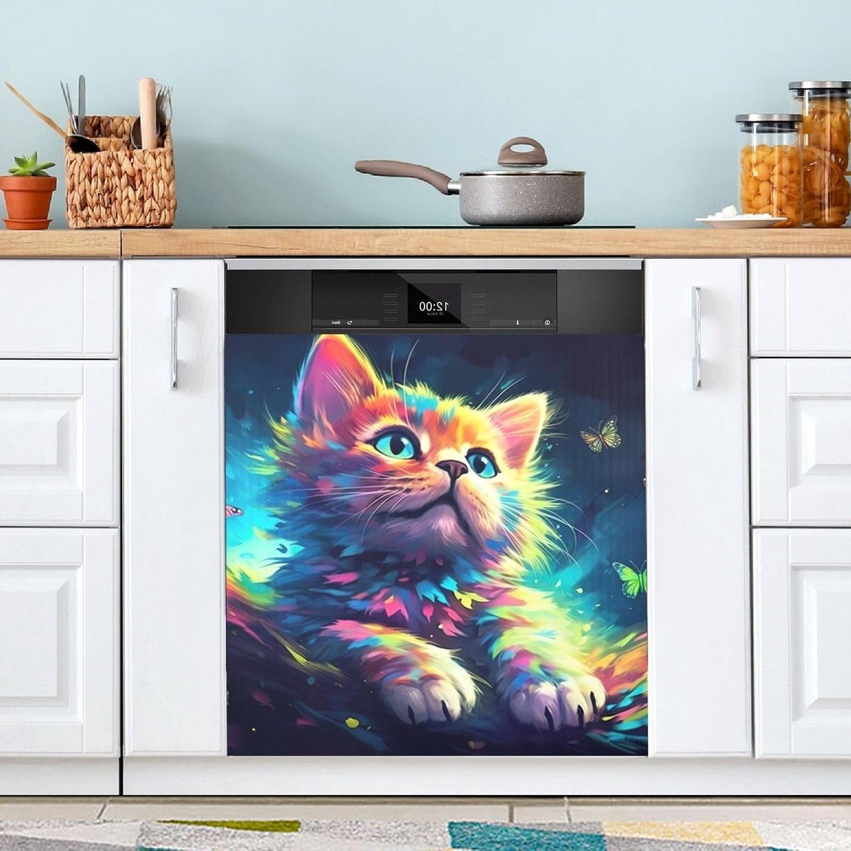 Vaatwasser Magnetische Covers - Keuken Decoratie - Keuken Opfrissen - Universele Compatibiliteit - 58 x 66 cm - Leuke Kat Vlinders