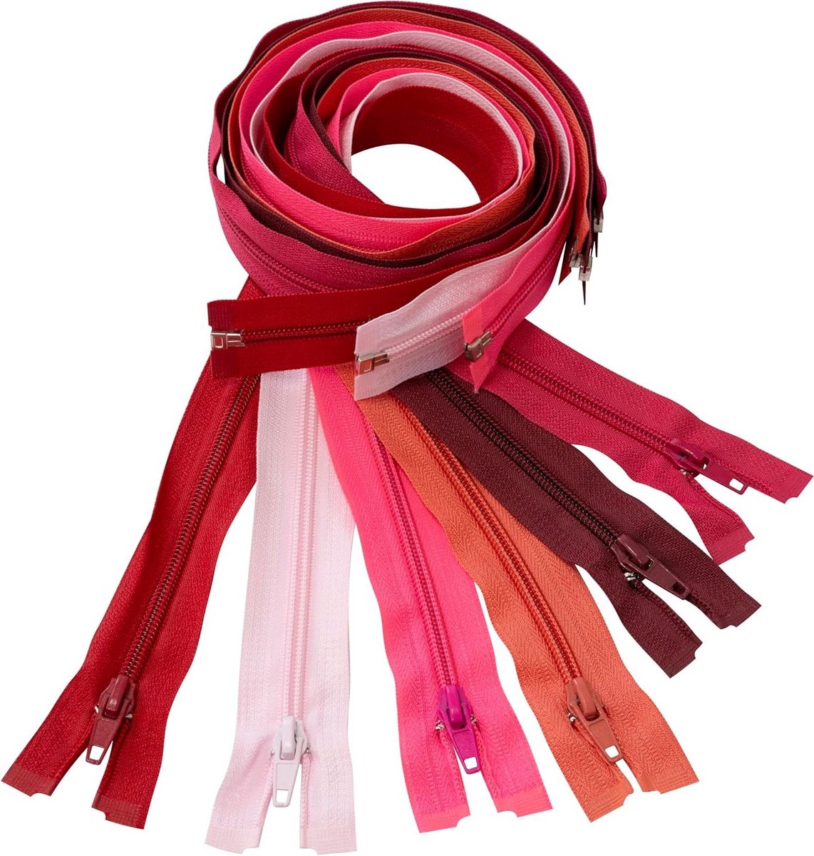 Spiraalritsen Set - Deelbare Ritsen - Kleding Maken - Met Schuiver - 70 cm - Roze Nuance