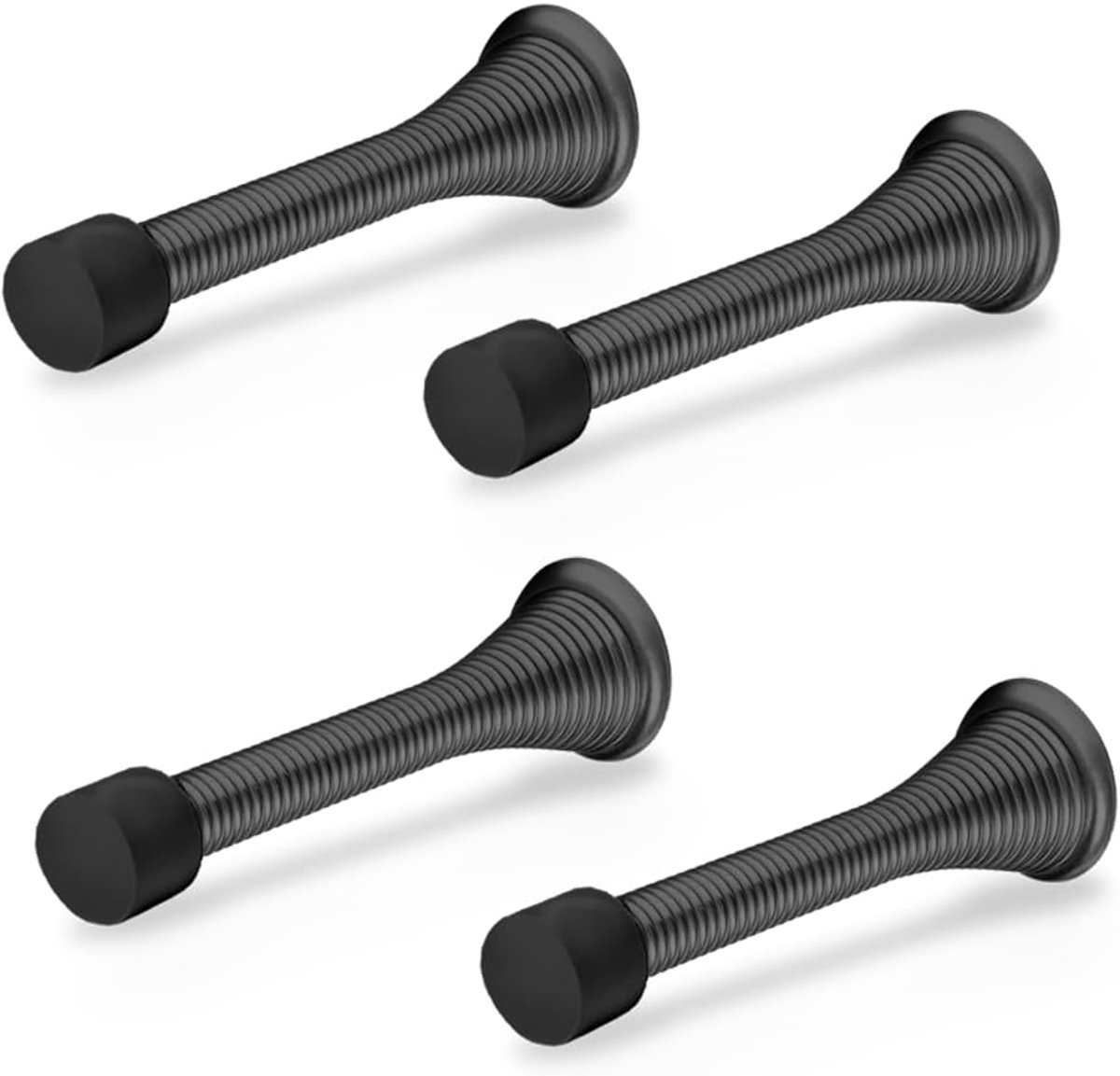 Deurstoppers voor muur - lente deurstopper - zwarte deurstoppers - 3-1/4" - zwarte deurstopper - pakket van 4 - deurstoppers voor de bodem van de deur - deurstopper - deurstoppers voor muur - thuis, kantoren, scholen