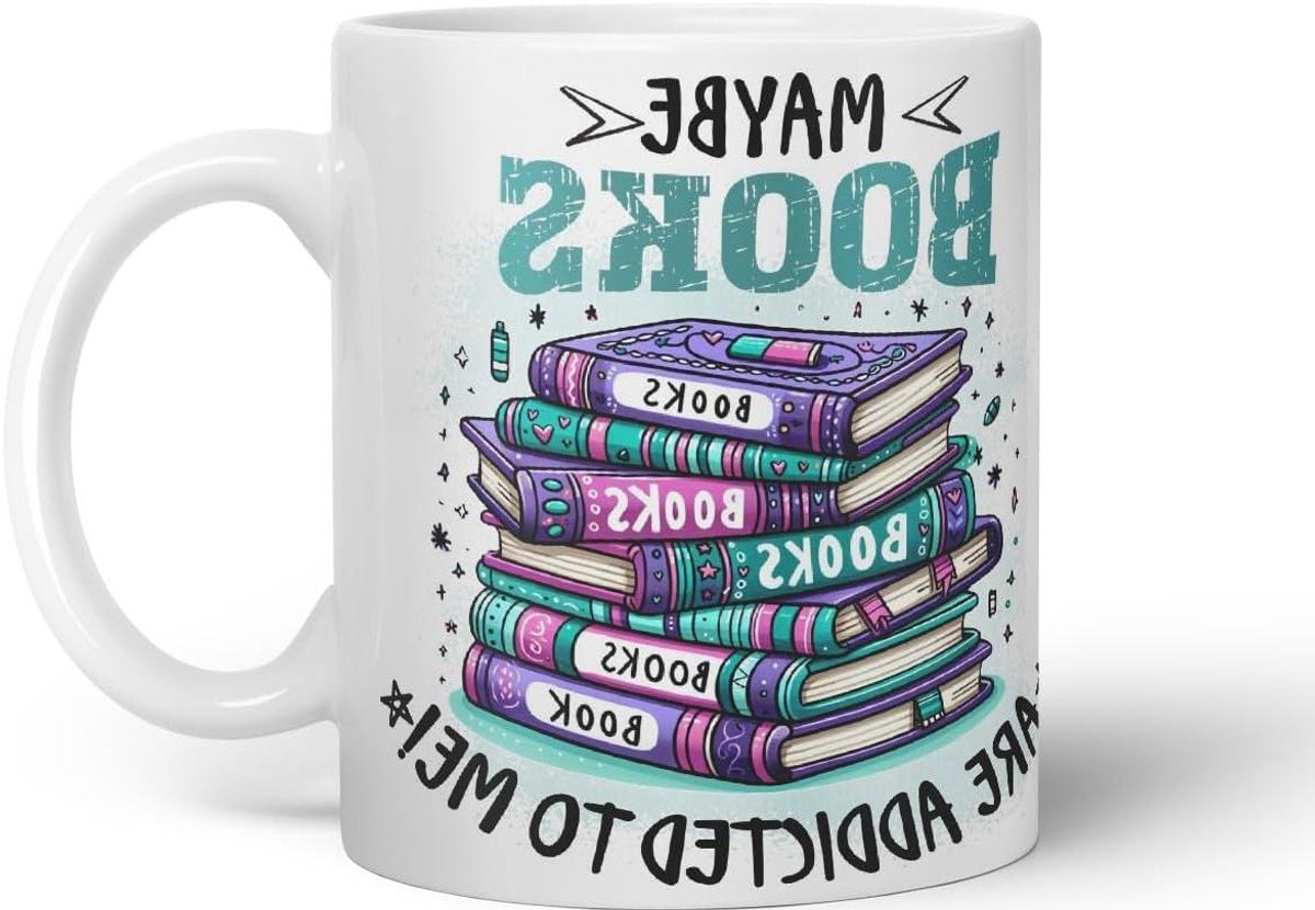 Gekleurde Mok - Koffiebeker Theeglas - Gezellig Lezen - Speelse Aquarel Artwork - 330 ml - Wit