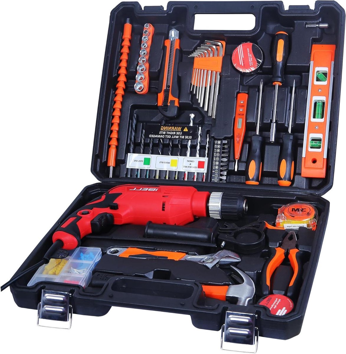 Gereedschapset - Elektrische set - Klusprojecten thuis - Krachtige 650 Watt motor - 115 Delen - Rood