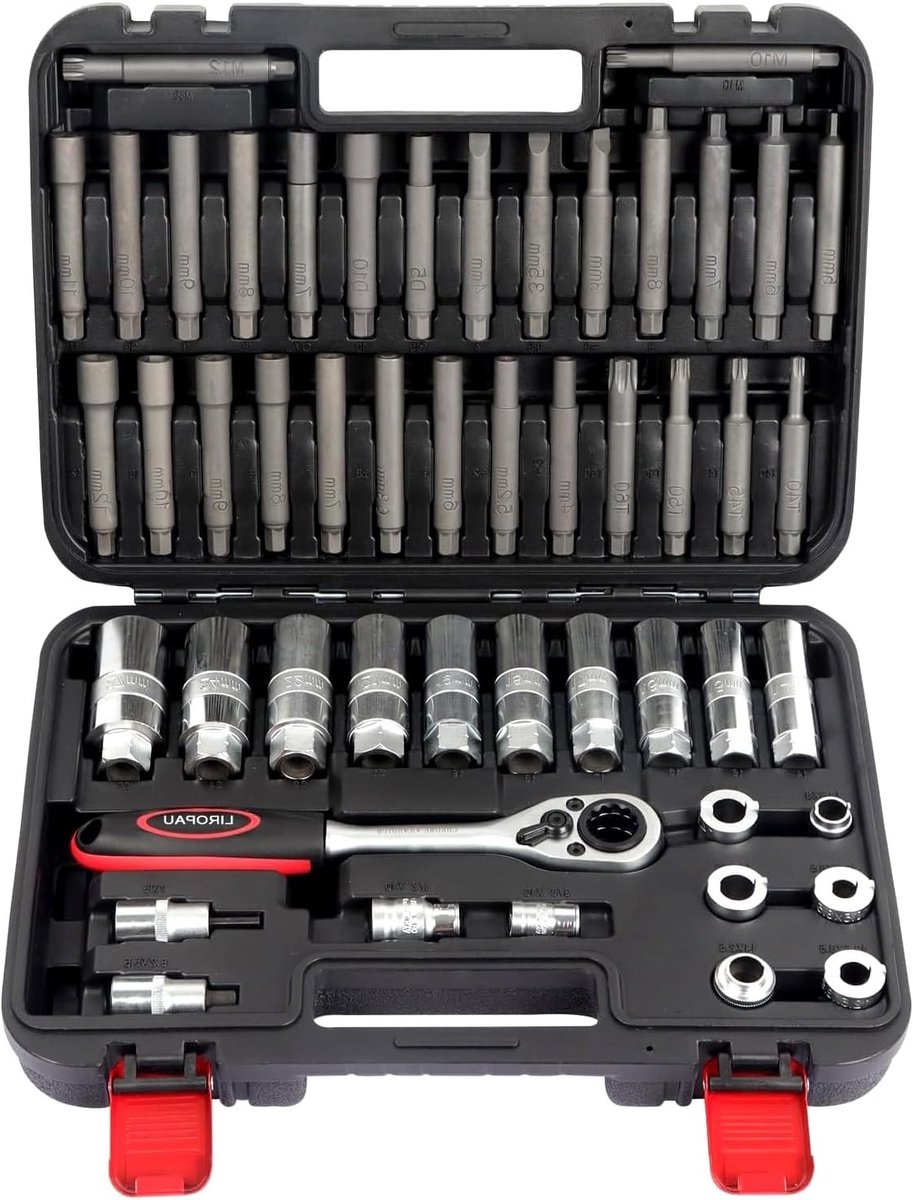 Complete Set van 50 Stukken voor het Demonteren van Schokdempers, Inclusief Sleutels, Vering en Ratchet Adapters voor 99% van de Voertuigen