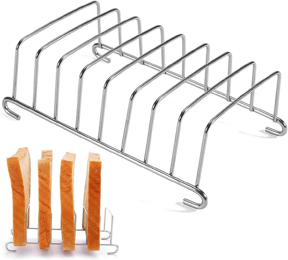 Toastrek 8 Sleuven - Broodrek RVS - Brood Koelen - Vaatwasmachinebestendig - 14.7 cm - Zilver