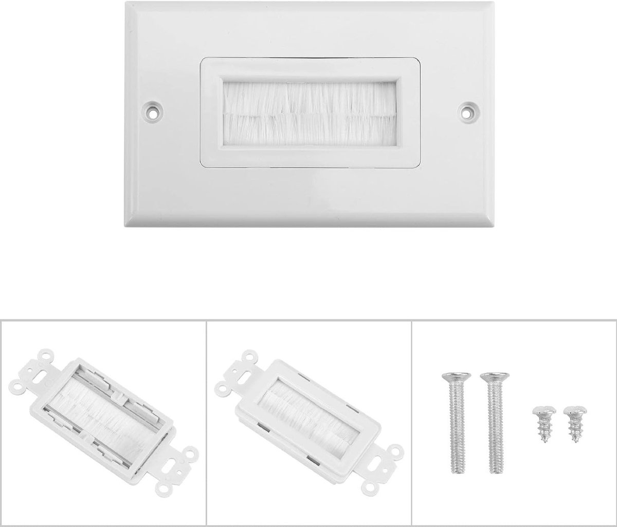 Kabeldoorvoer met borstel voor stofdichte wandafwerking, ideaal voor luidsprekerkabels, HDMI en netwerkkabels