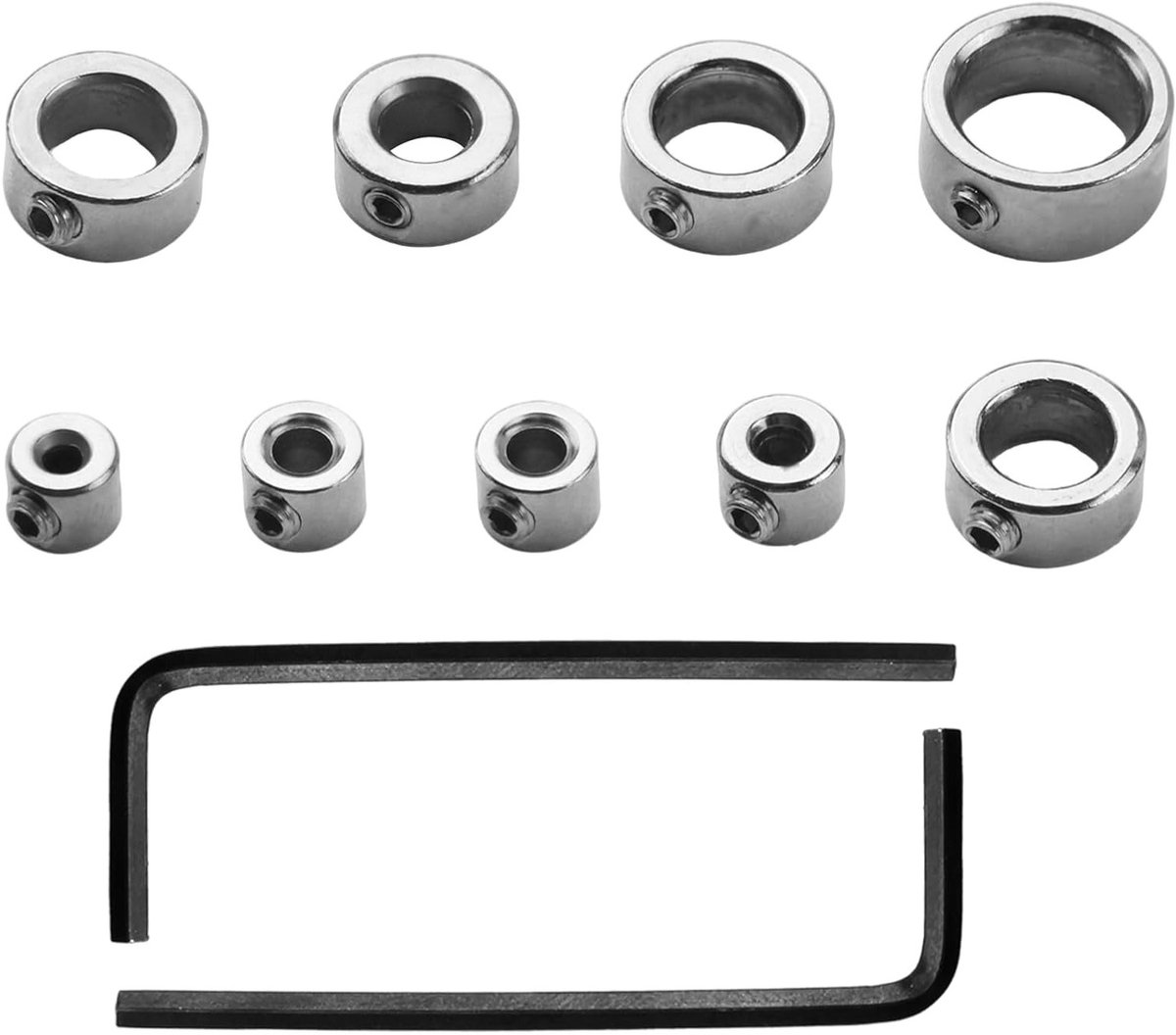 9-delige Diepte Stop Ring Set voor Precisie Boren, Dieptebegrenzer voor Houtbewerking, Inclusief 2 Inbussleutels en Diverse Maten van 3 tot 16 mm