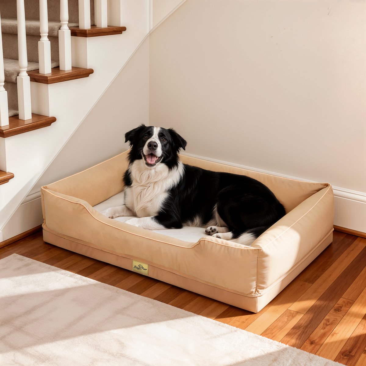 BingoPaw Groot Orthopedisch Hondenkussen XL - 105x75cm - Hondenmand voor Middelgrote Honden - Beige thumbnail 8