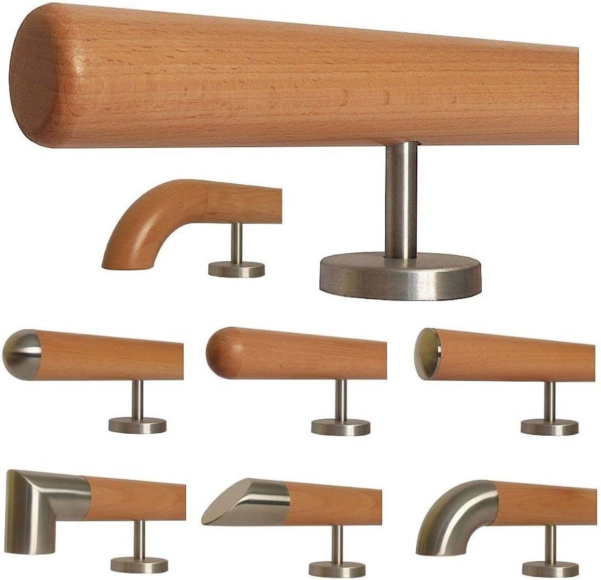 Houten trapleuning - Leuning traphek - Veilig traplopen - Radius gefreesd - 50 cm - Beuken