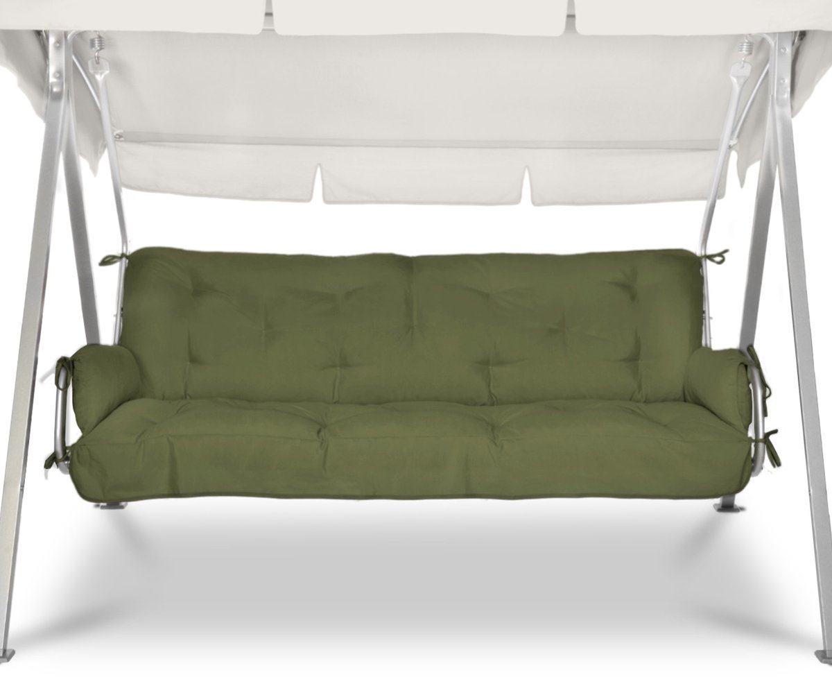 Beautissu Flair HS Schommelbank Kussen 180x50x8 cm Set 2x Olijfgroen – Zit- en Rugkussen