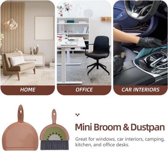 Mini bezem set met knop, efficiënt schoonmaken van het bureaublad, compacte handborstel voor thuis- en kantoorgebruik van Merkloos	 — afbeelding 4