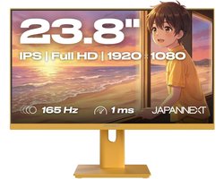 JAPANNEXT Gaming Monitor 23.8" IPS Full HD (1920x1080) 165Hz 1ms Pastel Geel | JN-I238F165-HSP-YE