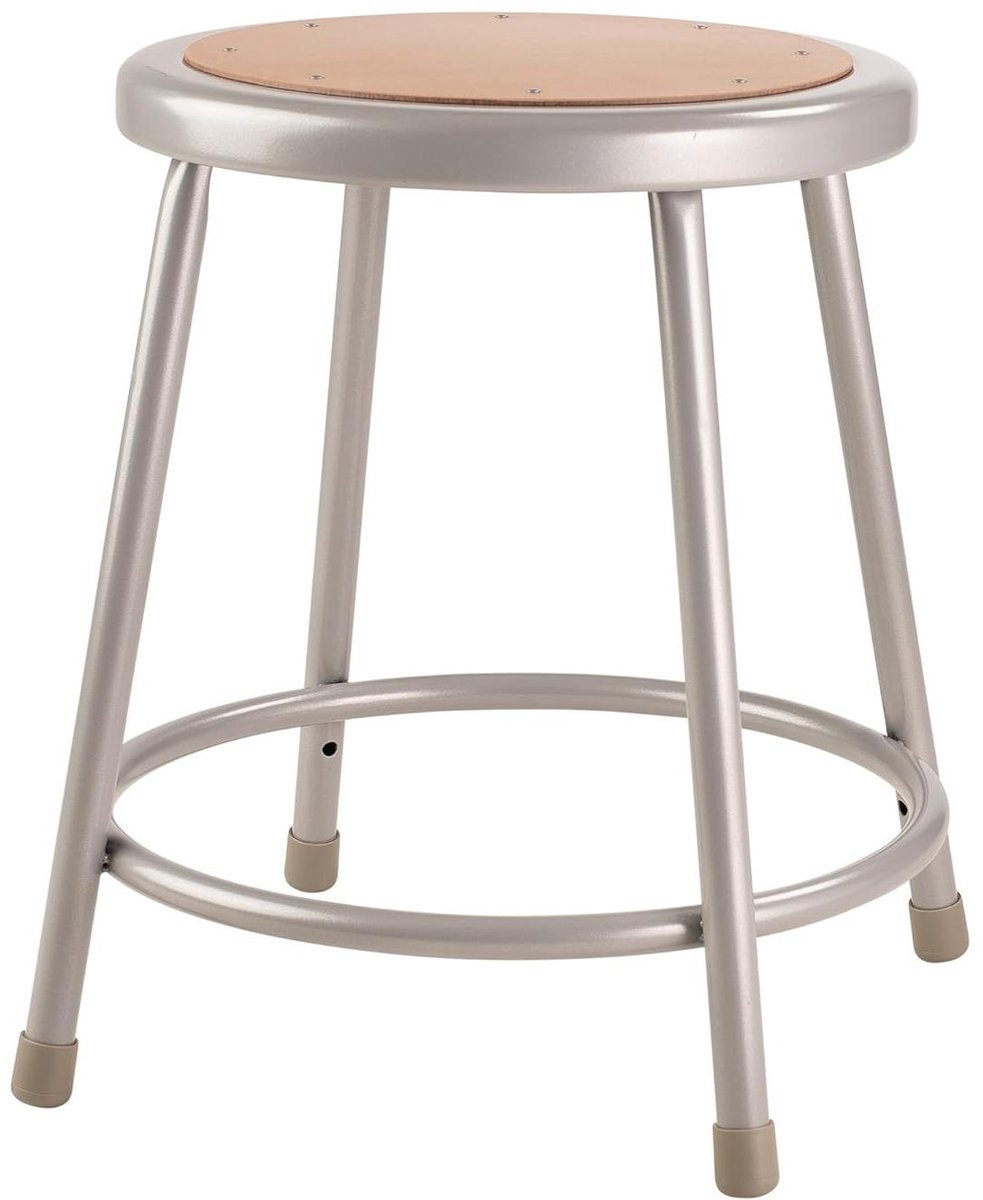 Stalen Kruk - Barkruk Zitting - Keuken Zitten - Stevig Stalen Frame - 457 cm Zitting - Grijs