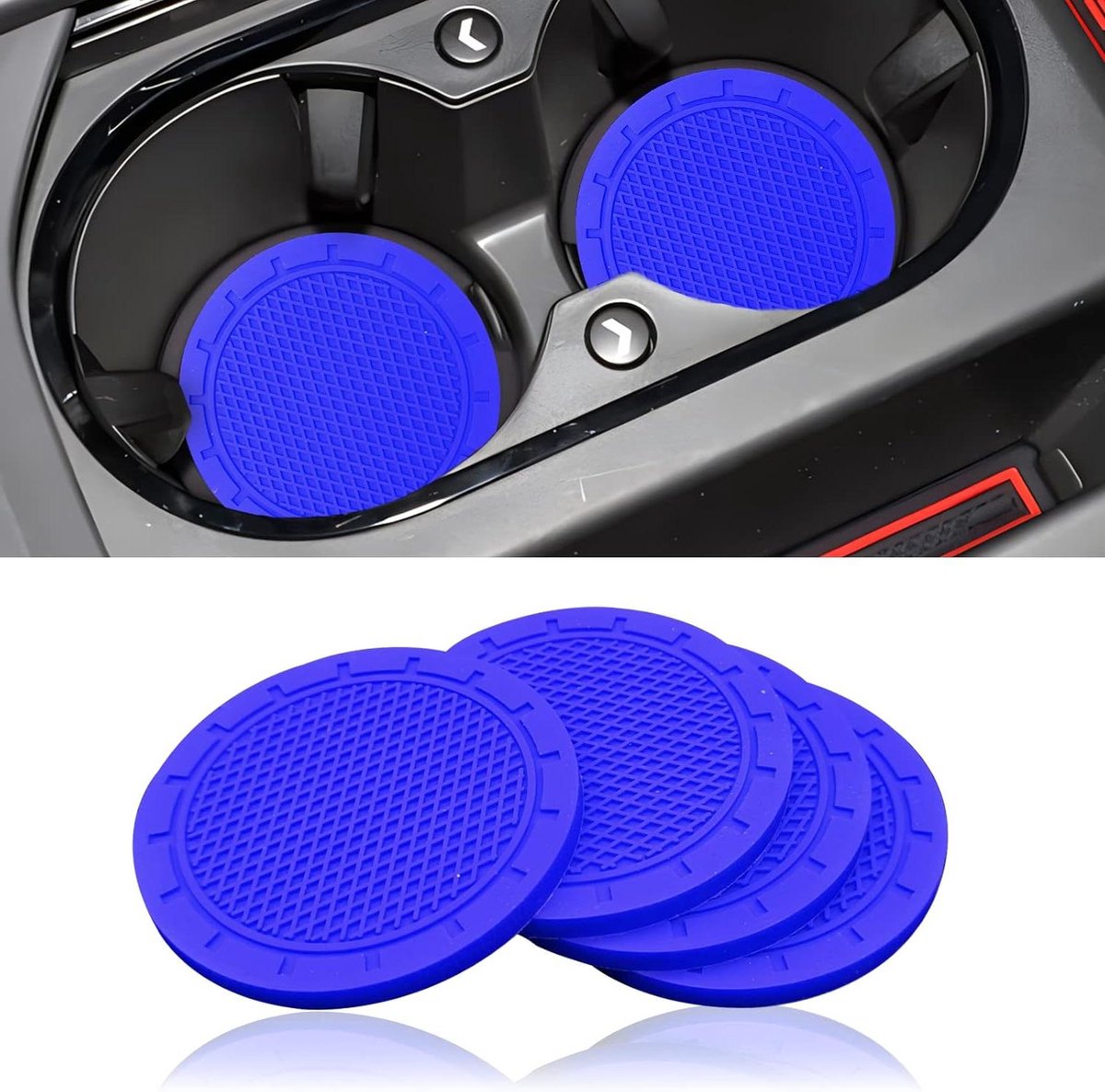 Auto Bekerhouder - Inzetmatjes - Auto Interieur - Effectieve Antislip - 7cm Diameter - Blauw