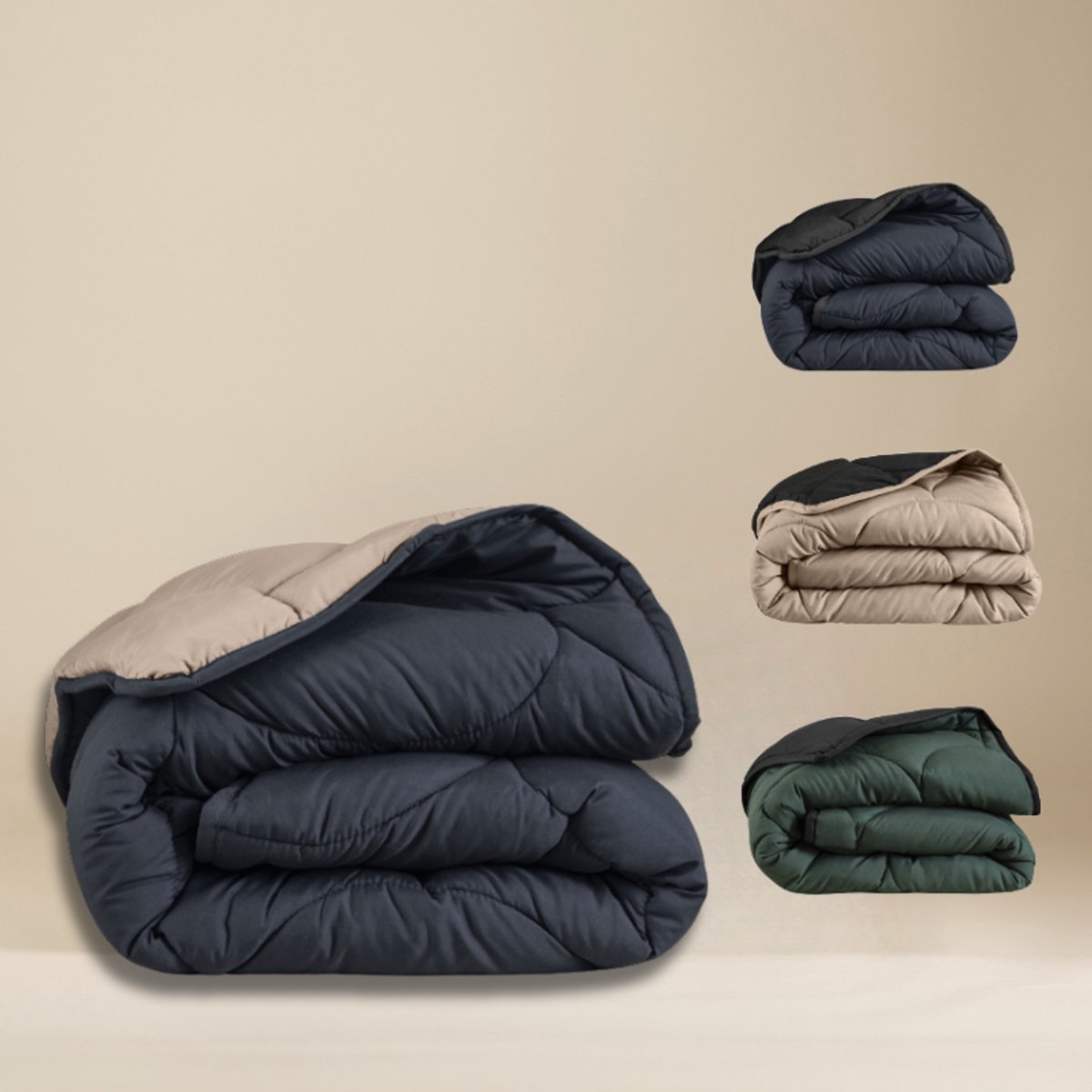 Lazy Dekbed Zonder Overtrek - Double Face - Zwart / Antraciet