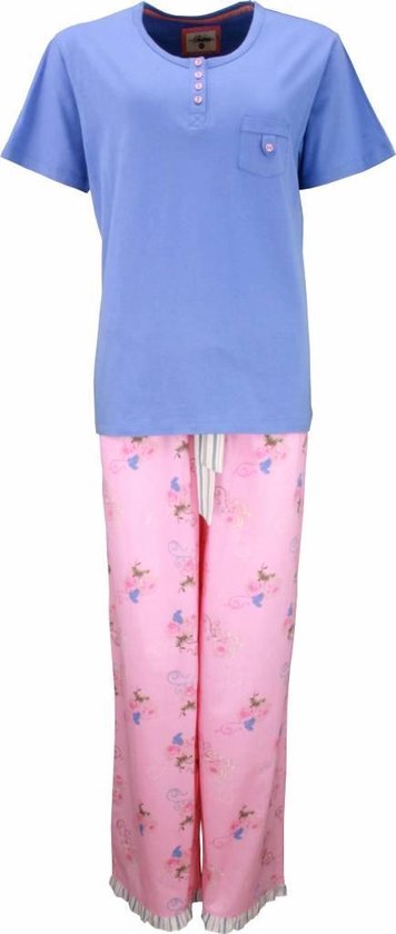 Tenderness Dames Pyjama - Katoen - Blauw - Maat XL