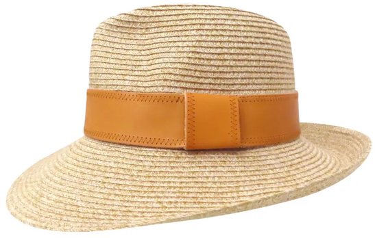 Harper Fedora Sun Hat Femme House of Ord UPF50+ Chapeau d'été avec Protection UV Taille : 58 cm réglable - Couleur : Natural