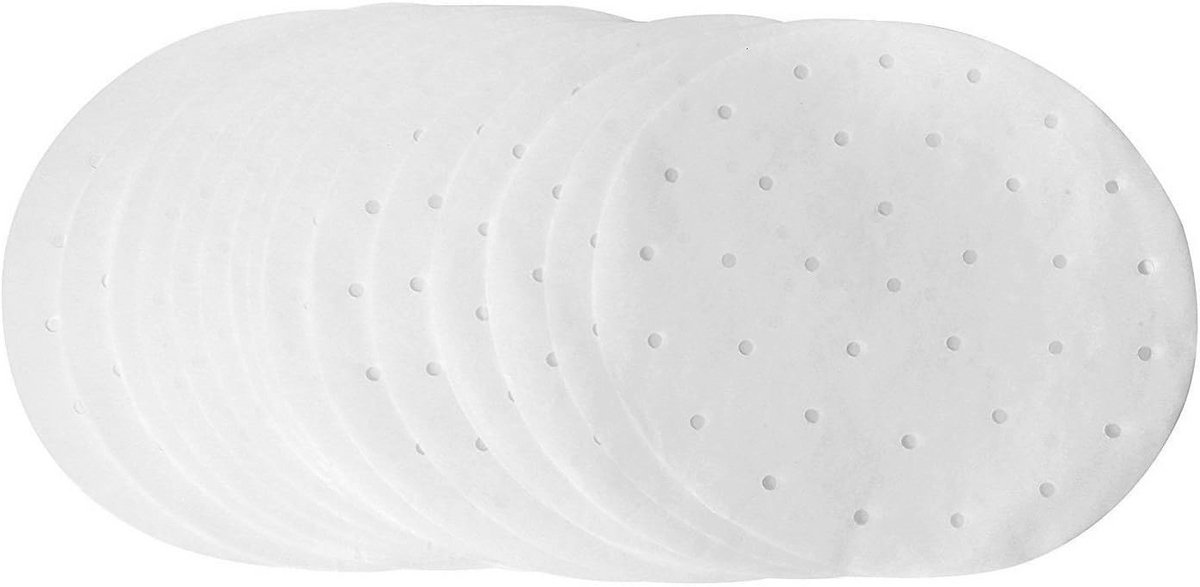 100 Stuks Geperforeerd Bamboepapier Ø 23 cm voor Stomen en Airfryer