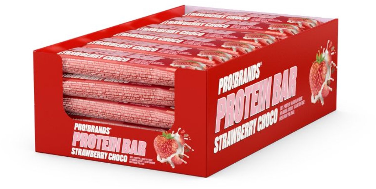 Pro!Brands | Protein Bar | Strawberry Choco | 24 Stuks | 24 x 45g