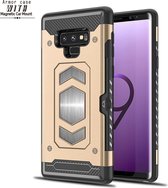 Ntech Geschikt voor Samsung Galaxy Note 9 Luxe Armor Case met Pashouder - Goud