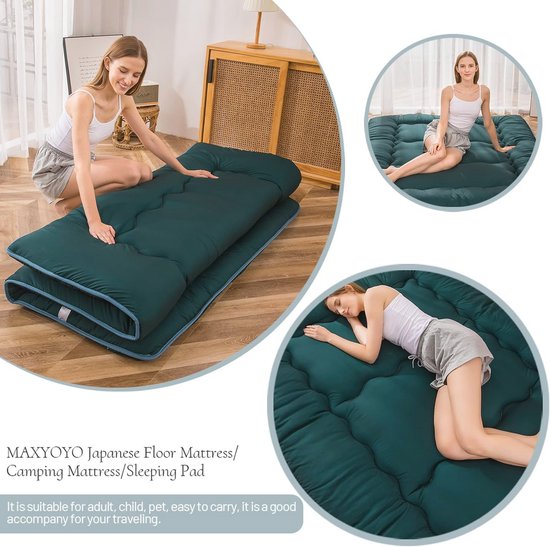 Japanse vloermatras Extra dikke futon vloermatras Futon matras Opvouwbaar vloerbed Campingmatras(Grey,90x200cm