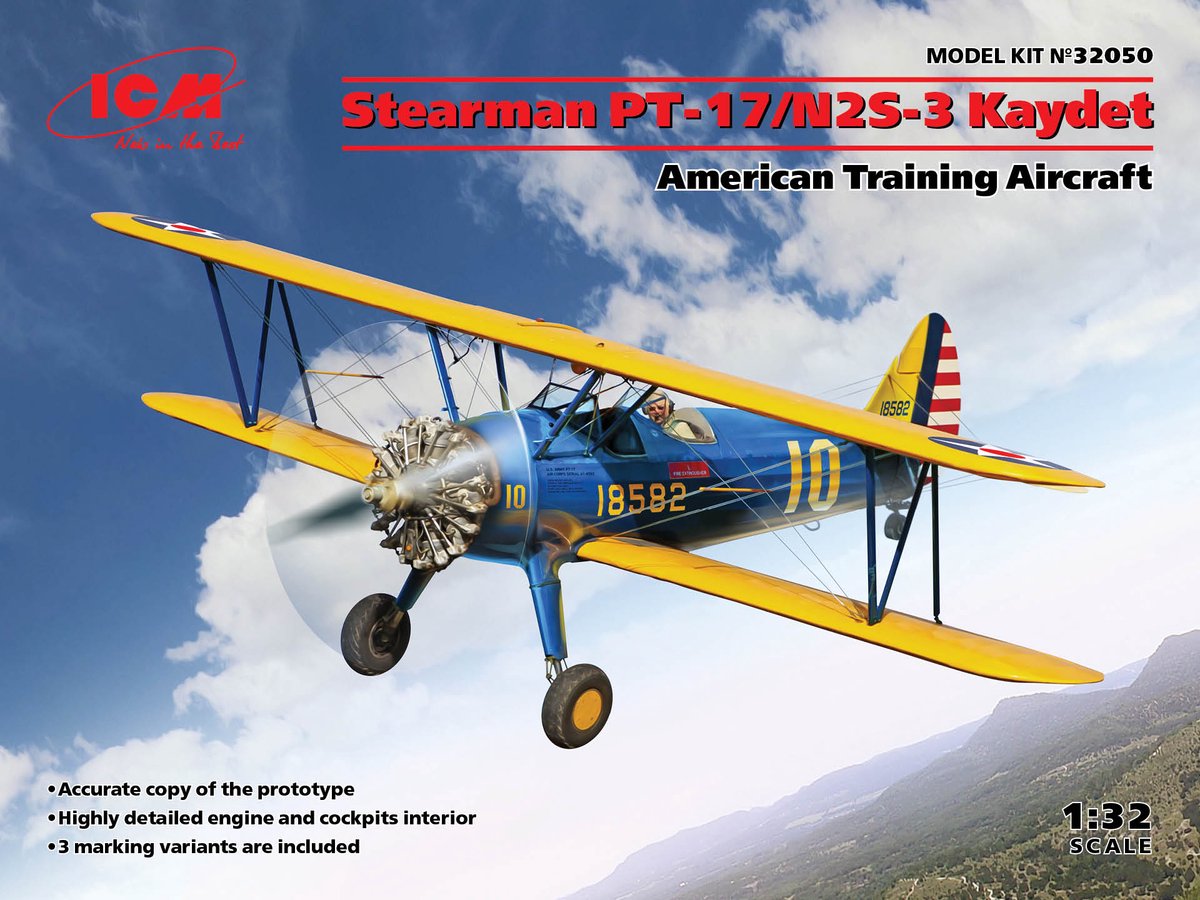 ICM Modelbouwpakket Militaire voertuigen - 32050 Stearman PT-17/N2S-3 Kaydet - American Training Aircraft Plastic - 1:32 - Modelbouw