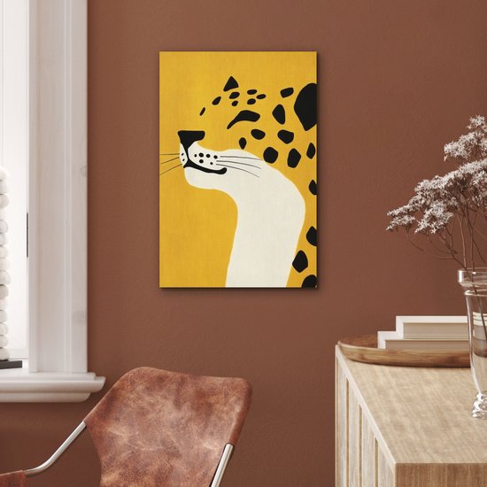 Tableau aluminium 40x60 cm - Décoration murale métal - Cheetah - Illustration - Jaune - Décoration murale métal salon - Décoration industrielle - Photo sur dibond - Accessoires industriels chambre