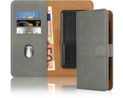 Hoesje geschikt voor HTC WILDFIRE S in GRIJS met kaartslot, 360 graden beschermhoes PU lederen mobiele telefoon etui case cover