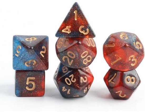 Lapi Toys - Dnd dice - Polydice - Ensemble de dés - Incl. sac à dés - Acryl - Rouge