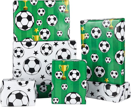 Papier Cadeau Football Américain 40YARDS - 8 Feuilles 70x50cm (4 Terrains + 4 Icônes)