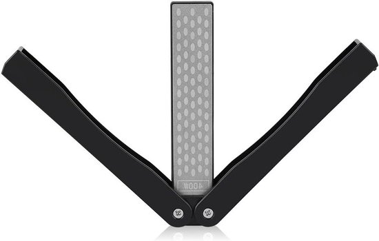Dual-Grit Diamond Sharpening Stone, 400/600 Grit Folding Pocket Diamond Whetstone Messenslijpers Handheld Dubbelzijdige Slijpsteen voor Outdoor Camping Moestuin(Nieuw zwart