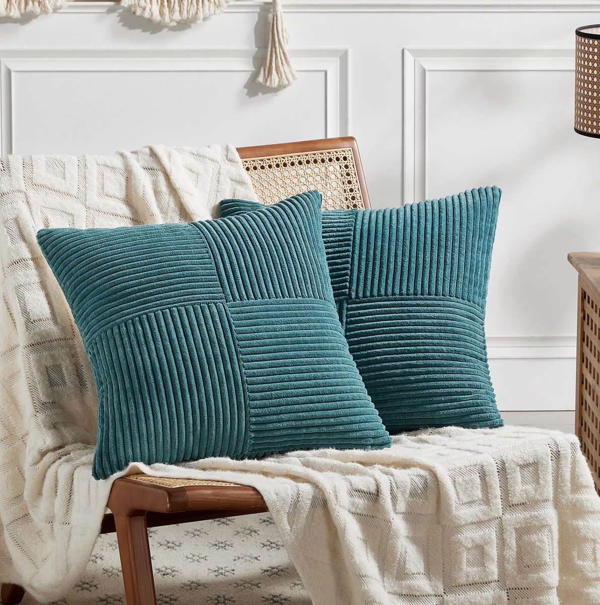 Ibenzoa Sfeervolle Set van 2 Zachte Corduroy Kussenslopen voor Elegante Decoratie groen