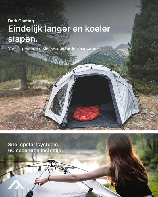 FE Active Tent voor 4 personen, volledig waterdicht, in elkaar hakende
