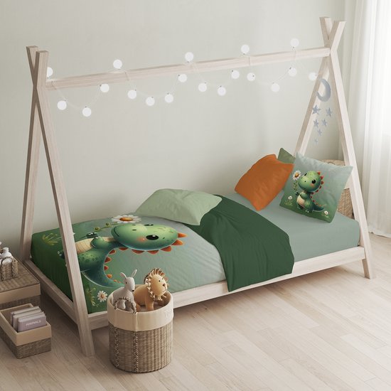 Eleganzzz Kinder Dekbedovertrek Sleeposaurus - Dino Dekbedovertrek - Green - 140x200/220cm - Dekbedovertrek Kinderen - Micropercal - Eenpersoons — afbeelding 4