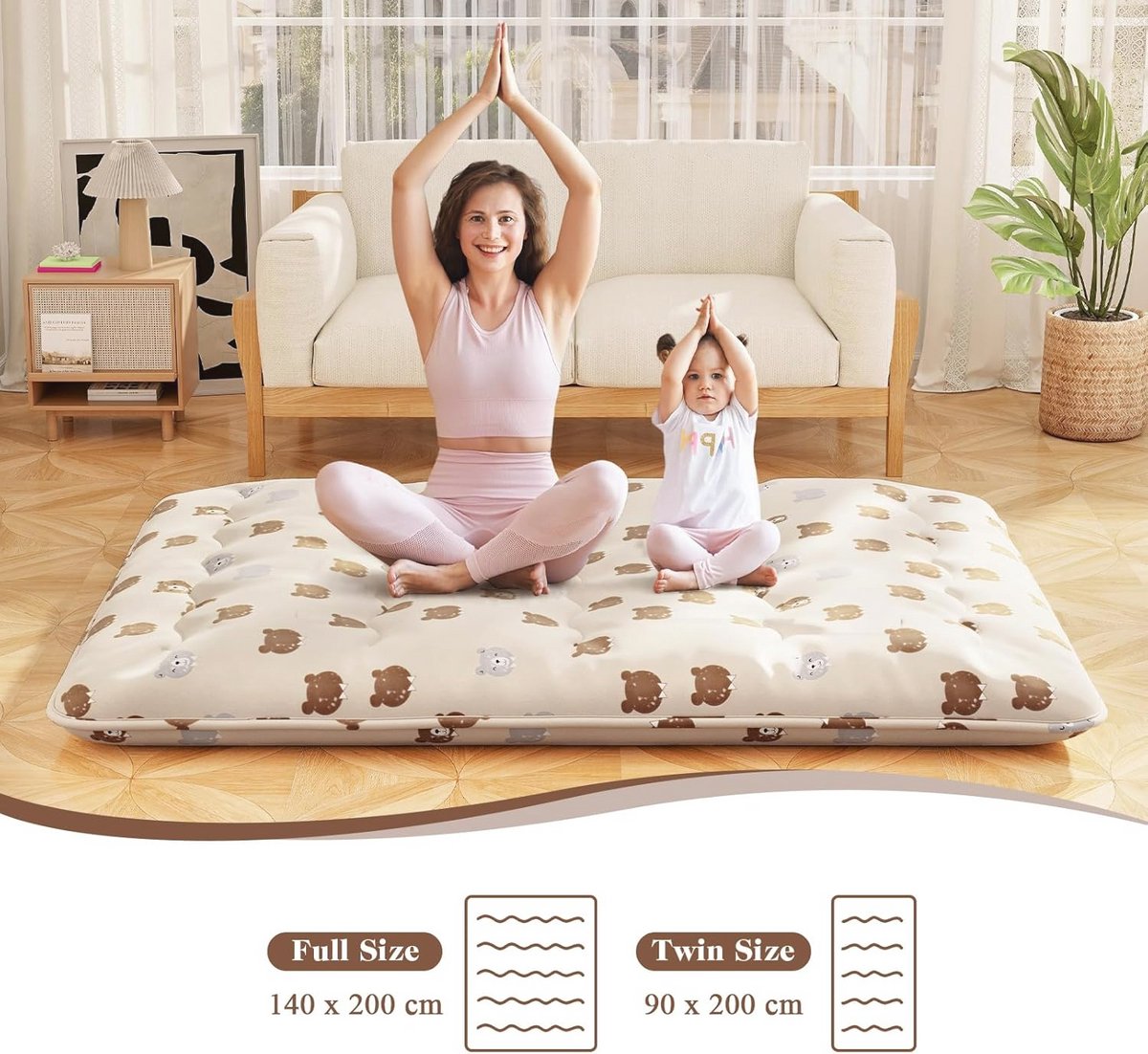 Japanse futonhoes met ritssluiting, 100% katoen, afneembaar en wasbaar, voor vloerfuton, geen