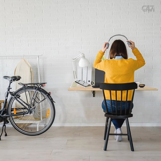 CAWI Stabiele wandklaptafel van massief hout: ruimtebesparende, opvouwbare keukentafel en zwevend bureau, gelamineerd MDF klaptafel