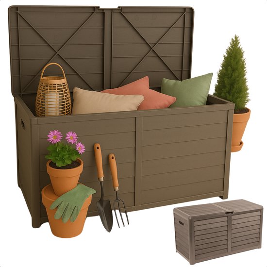 vidaXL Tuinbox 110x50x54 cm poly rattan en acaciahout grijs