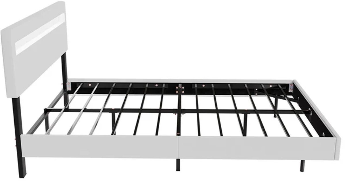 Zwevend Bed Lissabon - 140x200cm - Kunstleer - Incl. LED - Wit