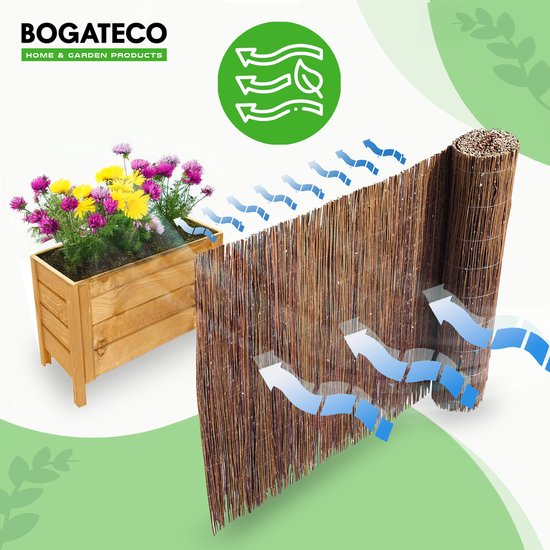 Clôture brise-vue en roseau BOGATECO en bois | 200 cm de haut et 500 cm de long | Idéal pour jardin, balcon et terrasse | Fabriqué en Europe