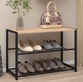 Etagère à chaussures Alizee - 63x30x43cm - décor chêne/noir - Emob Exclusive - Black Friday - Brun|Noir - Panneaux de particules - Black Friday
