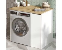 SA1 Badkamerkast | 100% MELAMINE | Walnoot, Wit - Emob - wasmachinekast_enkel - Melamine; Spaanplaat