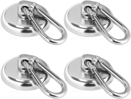 MIN CI 4 stuks magneethaken, extra sterk, 25 mm neodymium-magneten met trekkracht van 22 kg, magnetische haak met oog voor keuken, badkamer, kluisjes