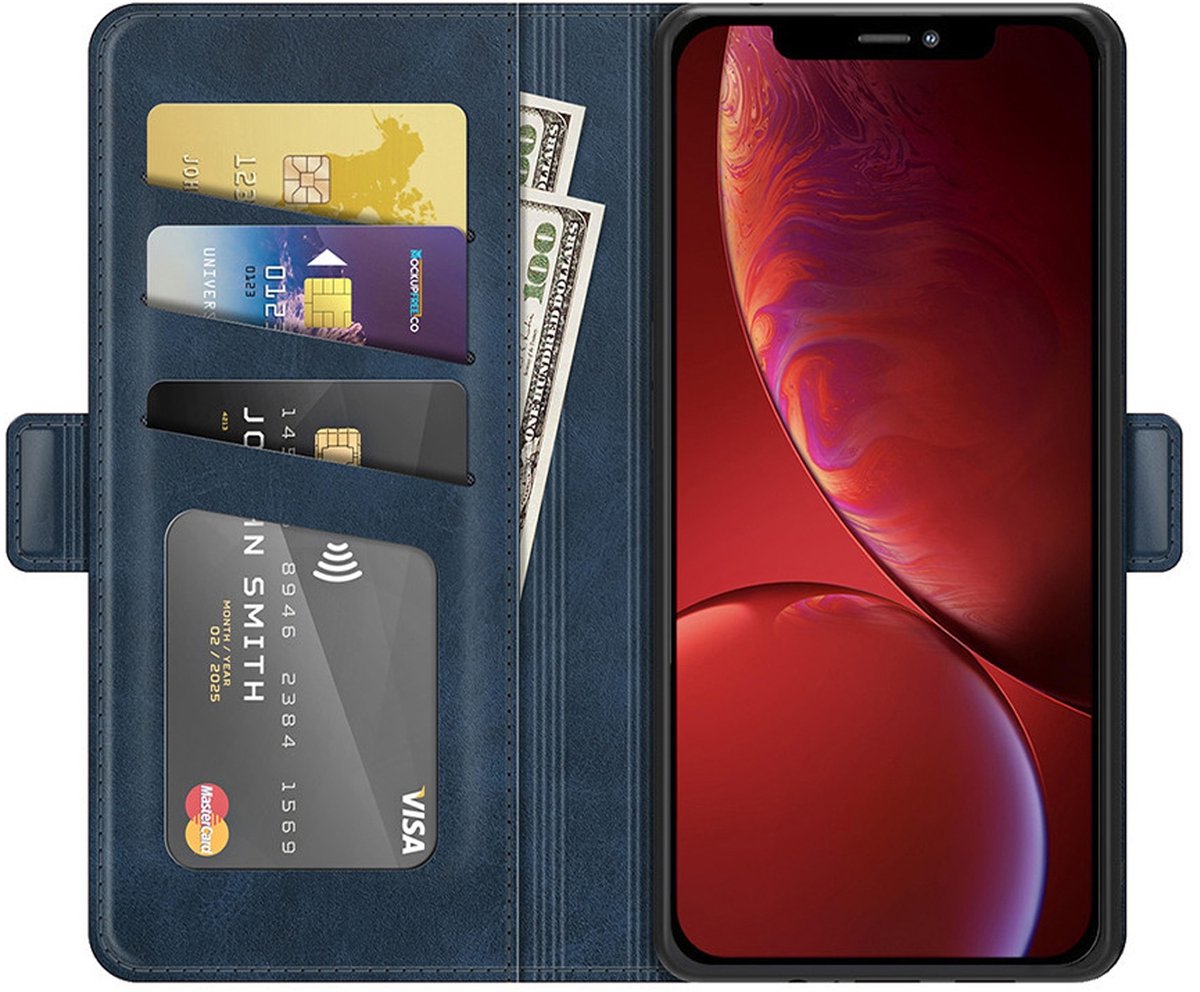 PU Lederen Wallet Hoesje met Sluiting geschikt voor iPhone 14 Plus - donkerbruin