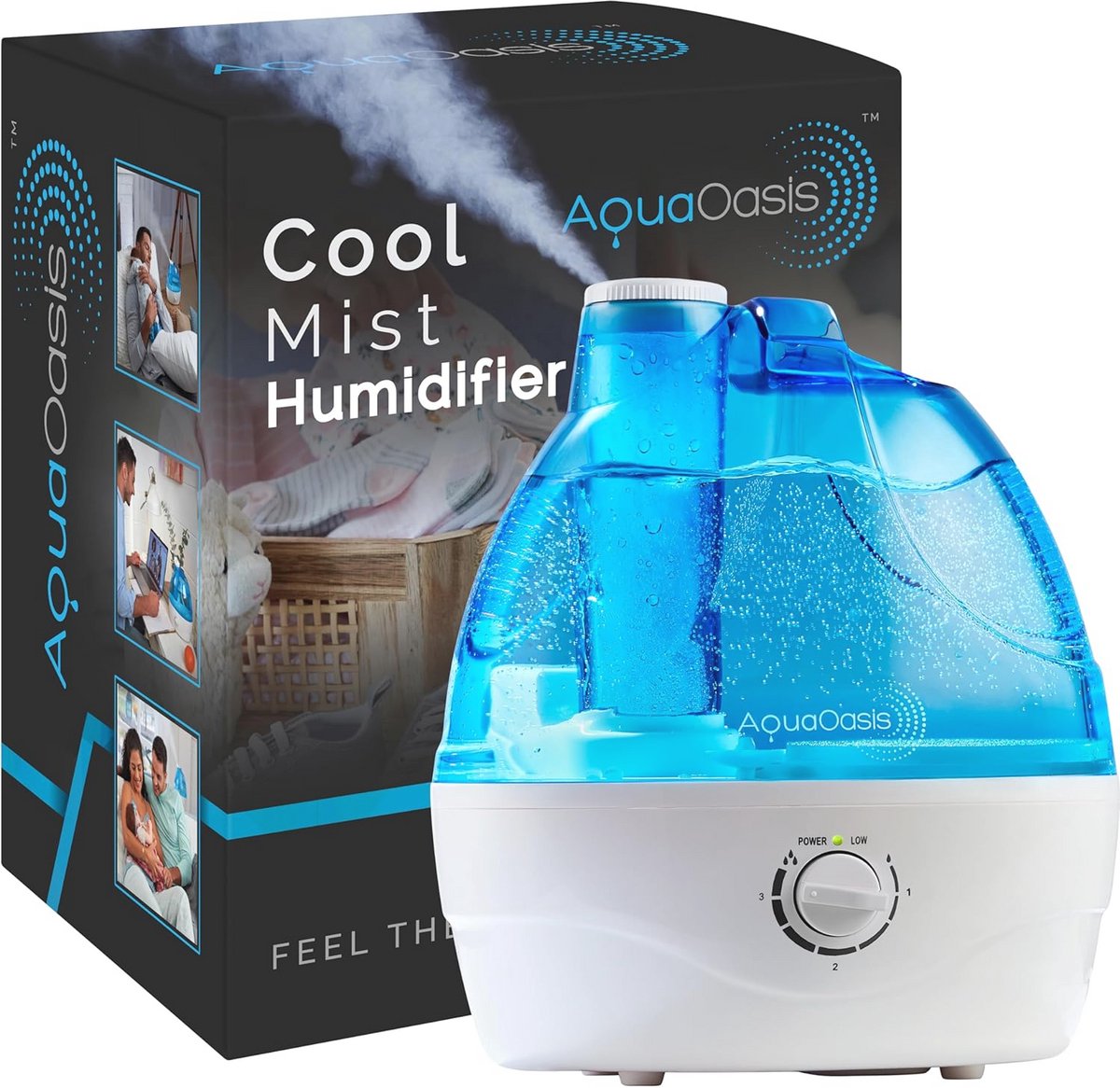 Ultrasonische koele mist luchtbevochtiger - 2.2L waterreservoir - Stille bevochtiger voor slaapkamer en grote ruimtes - Verstelbare 360 graden nozzle - Automatische uitschakeling