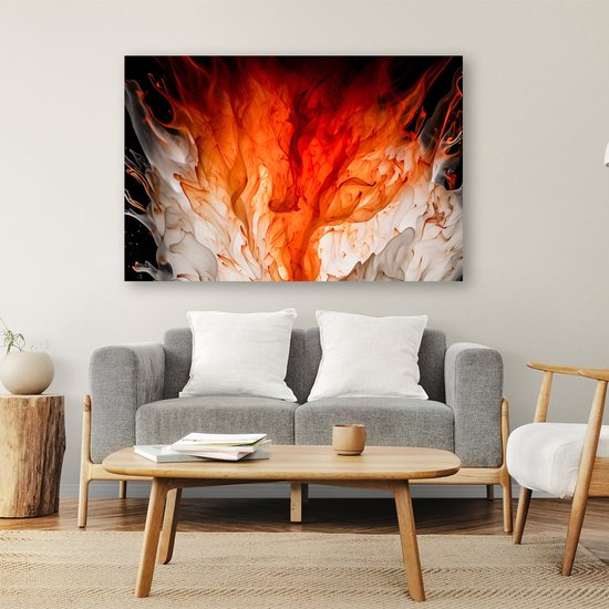 Vurige abstracte chaos kunst - Vuur schilderijen canvas - Wandkunst vlammen - Abstract expressionisme - Klassieke schilderijen - Decoratie kamer - Canvas 100x75 cm