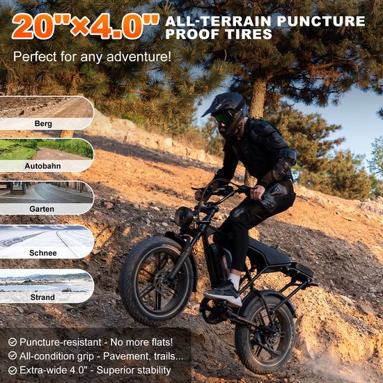 RCB Elektrische fatbike - 48V 20.8Ah Mountainbike - Actieradius 100km - 25km/u - 250W motor - 7 versnellingen - met App en NFC -donkergroen van RCB — afbeelding 4