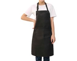 Keukenschort - Water- en vuilafstotend - Professioneel Kookschort - Schort voor Dames en Heren - Horeca Sloof - Unisex - Vacatures voor hotelkoffie- Extra Grote Vakken - Zwart