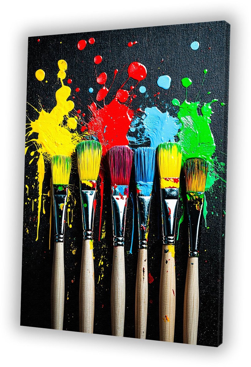 Creatieve kleurrijke verfkwasten - Kleur wanddecoratie - Muurkunst kwasten - Abstracte kunst - Interieurdecoratie - Decoratie slaapkamer - canvas 30x45 cm
