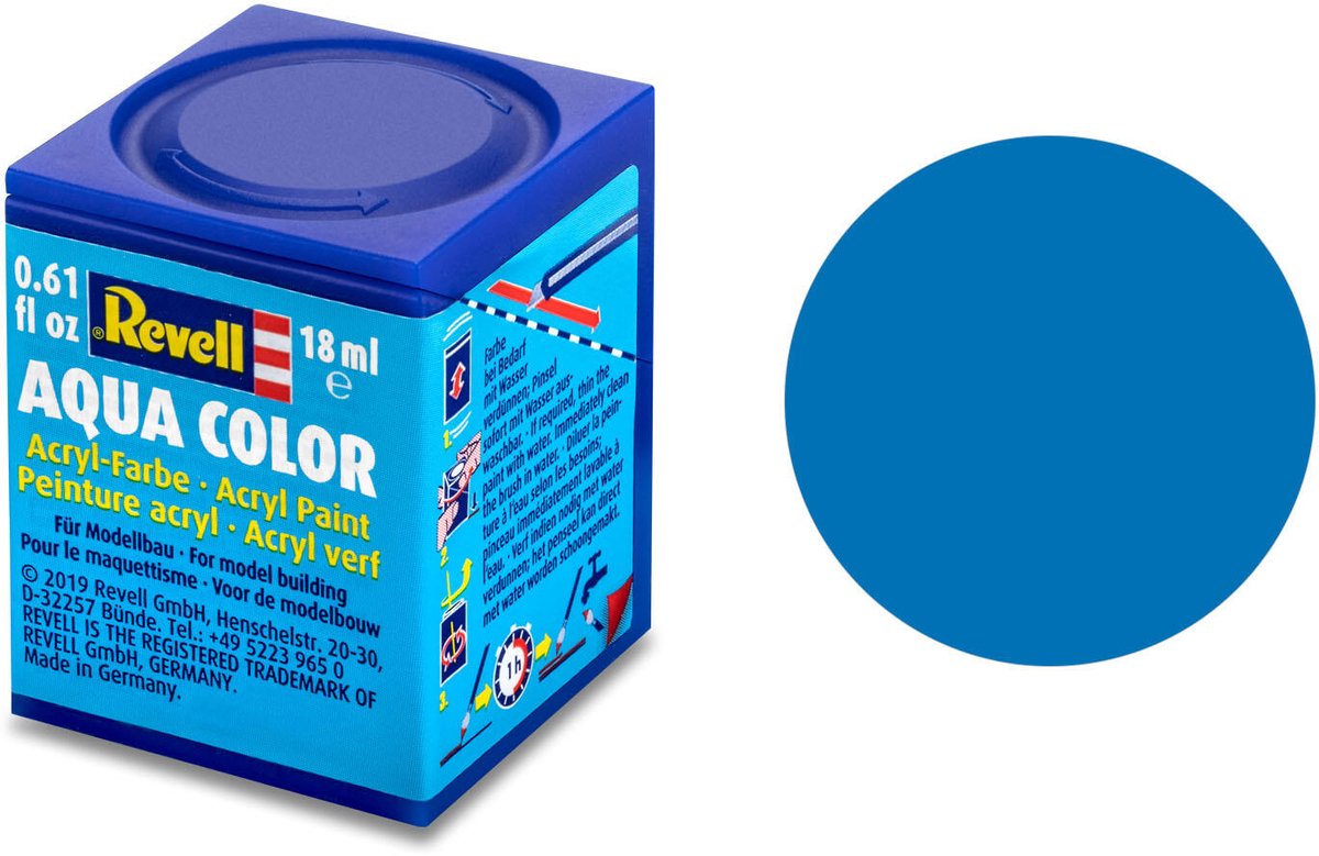 Revell Hobbyverf Acrylverf - Aqua #56 Blue - Matt - RAL5000 - Acryl - Verf potje - 18 ml