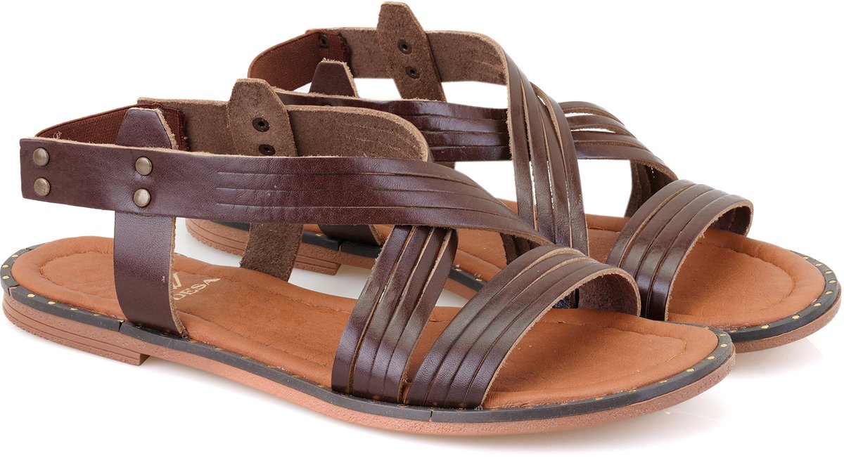 Desa Sandalen Leer Bruin Vrouwen Schoenpunt: Nez ouvert Maat: 36 EU
