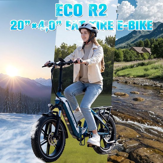 ECORUSH Elektrische Fiets ECO R2 - 20*4.0 Inch Fat Tire City Commuter EBike met Afneembare 48V 10.4Ah Lithium Batterij - Mountain E-Bike met 250W Motor - 7 Versnellingen - IP54 Waterdicht van ECORUSH — afbeelding 5